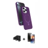 MARSİLYAN™- iPhone 15 Pro Max Kılıf İz Işık Koleksiyonu - Siyah 3D Antistatik Mat Seramik Nano Ekran Koruyucu + Raze Metal Kamera Lens - SH