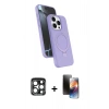 MARSİLYAN™- iPhone 15 Pro Max Kılıf İz Işık Koleksiyonu - Siyah 3D Antistatik Mat Seramik Nano Ekran Koruyucu + PVD Metal Kamera Lens - LT