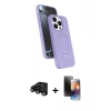 MARSİLYAN™- iPhone 15 Pro Max Kılıf İz Işık Koleksiyonu - Siyah 3D Antistatik Mat Seramik Nano Ekran Koruyucu + Raze Metal Kamera Lens - SH