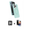 MARSİLYAN™- iPhone 15 Pro Max Kılıf İz Işık Koleksiyonu - Siyah 3D Antistatik Mat Seramik Nano Ekran Koruyucu + PVD Metal Kamera Lens - SH
