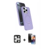 MARSİLYAN™- iPhone 15 Pro Max Kılıf İz Işık Koleksiyonu - Siyah 3D Antistatik Mat Seramik Nano Ekran Koruyucu + PVD Metal Kamera Lens - GS
