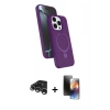 MARSİLYAN™- iPhone 15 Pro Max Kılıf İz Işık Koleksiyonu - Siyah 3D Antistatik Mat Seramik Nano Ekran Koruyucu + Raze Metal Kamera Lens - GS
