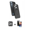 MARSİLYAN™- iPhone 15 Pro Max Kılıf İz Işık Koleksiyonu - Siyah 3D Antistatik Mat Seramik Nano Ekran Koruyucu + PVD Metal Kamera Lens - SH