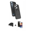 MARSİLYAN™- iPhone 15 Pro Max Kılıf İz Işık Koleksiyonu - Siyah 3D Antistatik Mat Seramik Nano Ekran Koruyucu + Raze Metal Kamera Lens - GS