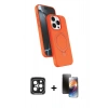 MARSİLYAN™- iPhone 15 Pro Max Kılıf İz Işık Koleksiyonu - Siyah 3D Antistatik Mat Seramik Nano Ekran Koruyucu + PVD Metal Kamera Lens - SH