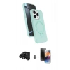 MARSİLYAN™- iPhone 15 Pro Max Kılıf İz Işık Koleksiyonu - Siyah 3D Antistatik Mat Seramik Nano Ekran Koruyucu + Raze Metal Kamera Lens - SH