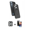 MARSİLYAN™- iPhone 15 Pro Max Kılıf İz Işık Koleksiyonu - Siyah 3D Antistatik Mat Seramik Nano Ekran Koruyucu + PVD Metal Kamera Lens - LT