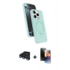 MARSİLYAN™- iPhone 15 Pro Max Kılıf İz Işık Koleksiyonu - Siyah 3D Antistatik Mat Seramik Nano Ekran Koruyucu + Raze Metal Kamera Lens - LT