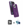 MARSİLYAN™- iPhone 15 Pro Max Kılıf İz Işık Koleksiyonu - Siyah 3D Antistatik Seramik Nano Ekran Koruyucu + PVD Metal Kamera Lens - SH