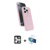 MARSİLYAN™- iPhone 15 Pro Max Kılıf İz Işık Koleksiyonu - Siyah 3D Antistatik Seramik Nano Ekran Koruyucu + PVD Metal Kamera Lens - GS