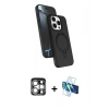 MARSİLYAN™- iPhone 15 Pro Max Kılıf İz Işık Koleksiyonu - Siyah 3D Antistatik Seramik Nano Ekran Koruyucu + PVD Metal Kamera Lens - GS