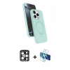 MARSİLYAN™- iPhone 15 Pro Max Kılıf İz Işık Koleksiyonu - Siyah 3D Antistatik Seramik Nano Ekran Koruyucu + PVD Metal Kamera Lens - LT