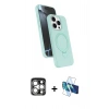 MARSİLYAN™- iPhone 15 Pro Max Kılıf İz Işık Koleksiyonu - Siyah 3D Antistatik Seramik Nano Ekran Koruyucu + PVD Metal Kamera Lens - GS