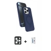 MARSİLYAN™- iPhone 15 Pro Max Kılıf İz Işık Koleksiyonu - Siyah Bilvis 0.18mm Plus Cam Ekran Koruyucu + PVD Metal Kamera Lens - LT