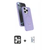 MARSİLYAN™- iPhone 15 Pro Max Kılıf İz Işık Koleksiyonu - Siyah Bilvis 0.18mm Plus Cam Ekran Koruyucu + PVD Metal Kamera Lens - GS