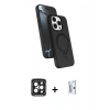 MARSİLYAN™- iPhone 15 Pro Max Kılıf İz Işık Koleksiyonu - Siyah Bilvis 0.18mm Plus Cam Ekran Koruyucu + PVD Metal Kamera Lens - SH