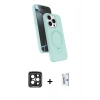 MARSİLYAN™- iPhone 15 Pro Max Kılıf İz Işık Koleksiyonu - Siyah Bilvis 0.18mm Plus Cam Ekran Koruyucu + PVD Metal Kamera Lens - SH