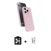 MARSİLYAN™- iPhone 15 Pro Max Kılıf İz Işık Koleksiyonu - Siyah Bilvis 0.18mm Plus Cam Ekran Koruyucu + PVD Metal Kamera Lens - TU