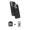 MARSİLYAN™- iPhone 15 Pro Max Kılıf İz Işık Koleksiyonu - Siyah Bilvis 3D Cam Ekran Koruyucu + PVD Metal Kamera Lens - TU