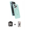 MARSİLYAN™- iPhone 15 Pro Max Kılıf İz Işık Koleksiyonu - Siyah Bilvis 3D Cam Ekran Koruyucu + PVD Metal Kamera Lens - TU