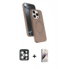 MARSİLYAN™- iPhone 15 Pro Max Kılıf İz Işık Koleksiyonu - Siyah Bilvis 3D Mat Cam Ekran Koruyucu + PVD Metal Kamera Lens - LT