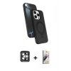 MARSİLYAN™- iPhone 15 Pro Max Kılıf İz Işık Koleksiyonu - Siyah Bilvis 3D Mat Cam Ekran Koruyucu + PVD Metal Kamera Lens - GI