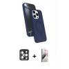 MARSİLYAN™- iPhone 15 Pro Max Kılıf İz Işık Koleksiyonu - Siyah Bilvis 3D Mat Cam Ekran Koruyucu + PVD Metal Kamera Lens - LT