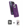 MARSİLYAN™- iPhone 15 Pro Max Kılıf İz Işık Koleksiyonu - Siyah Bilvis 3D Mat Cam Ekran Koruyucu + PVD Metal Kamera Lens - GI