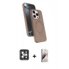 MARSİLYAN™- iPhone 15 Pro Max Kılıf İz Işık Koleksiyonu - Siyah Bilvis 3D Mat Cam Ekran Koruyucu + PVD Metal Kamera Lens - GI