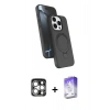 MARSİLYAN™- iPhone 15 Pro Max Kılıf İz Işık Koleksiyonu - Siyah Bilvis 5in1 3D Magic Cam Ekran Koruyucu + PVD Metal Kamera Lens - GS
