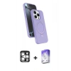 MARSİLYAN™- iPhone 15 Pro Max Kılıf İz Işık Koleksiyonu - Siyah Bilvis 5in1 3D Magic Cam Ekran Koruyucu + PVD Metal Kamera Lens - GS