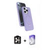 MARSİLYAN™- iPhone 15 Pro Max Kılıf İz Işık Koleksiyonu - Siyah Bilvis 5in1 3D Magic Cam Ekran Koruyucu + PVD Metal Kamera Lens - TU