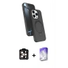 MARSİLYAN™- iPhone 15 Pro Max Kılıf İz Işık Koleksiyonu - Siyah Bilvis 5in1 3D Magic Cam Ekran Koruyucu + PVD Metal Kamera Lens - TU