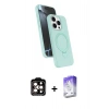 MARSİLYAN™- iPhone 15 Pro Max Kılıf İz Işık Koleksiyonu - Siyah Bilvis 5in1 3D Magic Cam Ekran Koruyucu + PVD Metal Kamera Lens - TU