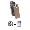 MARSİLYAN™- iPhone 15 Pro Max Kılıf İz Işık Koleksiyonu - Siyah Bilvis 5in1 3D Magic Cam Ekran Koruyucu + PVD Metal Kamera Lens - LT