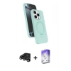 MARSİLYAN™- iPhone 15 Pro Max Kılıf İz Işık Koleksiyonu - Siyah Bilvis 5in1 3D Magic Cam Ekran Koruyucu + Raze Metal Kamera Lens - TMGI