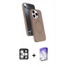 MARSİLYAN™- iPhone 15 Pro Max Kılıf İz Işık Koleksiyonu - Siyah Bilvis 5in1 3D Magic Cam Ekran Koruyucu + PVD Metal Kamera Lens - GS