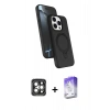MARSİLYAN™- iPhone 15 Pro Max Kılıf İz Işık Koleksiyonu - Siyah Bilvis 5in1 3D Magic Cam Ekran Koruyucu + PVD Metal Kamera Lens - GI