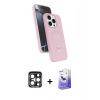 MARSİLYAN™- iPhone 15 Pro Max Kılıf İz Işık Koleksiyonu - Siyah Bilvis 5in1 5D Magic Hayalet Cam Ekran Koruyucu + PVD Metal Kamera Lens - LT