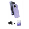 MARSİLYAN™- iPhone 15 Pro Max Kılıf İz Işık Koleksiyonu - Siyah Bilvis 5in1 5D Magic Hayalet Cam Ekran Koruyucu + Raze Metal Kamera Lens - SH