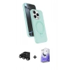 MARSİLYAN™- iPhone 15 Pro Max Kılıf İz Işık Koleksiyonu - Siyah Bilvis 5in1 5D Magic Hayalet Cam Ekran Koruyucu + Raze Metal Kamera Lens - SH