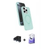 MARSİLYAN™- iPhone 15 Pro Max Kılıf İz Işık Koleksiyonu - Siyah Bilvis 5in1 5D Magic Hayalet Cam Ekran Koruyucu + Raze Metal Kamera Lens - LT