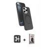 MARSİLYAN™- iPhone 15 Pro Max Kılıf İz Işık Koleksiyonu - Siyah Bilvis Hayalet Cam Ekran Koruyucu + PVD Metal Kamera Lens - GI