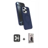 MARSİLYAN™- iPhone 15 Pro Max Kılıf İz Işık Koleksiyonu - Siyah Bilvis Hayalet Cam Ekran Koruyucu + PVD Metal Kamera Lens - GI