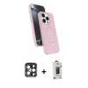 MARSİLYAN™- iPhone 15 Pro Max Kılıf İz Işık Koleksiyonu - Siyah Bilvis Hayalet Cam Ekran Koruyucu + PVD Metal Kamera Lens - LT