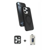 MARSİLYAN™- iPhone 15 Pro Max Kılıf İz Işık Koleksiyonu - Siyah Bilvis Hayalet Cam Ekran Koruyucu + PVD Metal Kamera Lens - LT