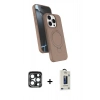 MARSİLYAN™- iPhone 15 Pro Max Kılıf İz Işık Koleksiyonu - Siyah Bilvis Hayalet Cam Ekran Koruyucu + PVD Metal Kamera Lens - LT