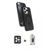 MARSİLYAN™- iPhone 15 Pro Max Kılıf İz Işık Koleksiyonu - Siyah Bilvis Hayalet Cam Ekran Koruyucu + PVD Metal Kamera Lens - SH