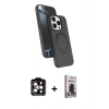 MARSİLYAN™- iPhone 15 Pro Max Kılıf İz Işık Koleksiyonu - Siyah Bilvis Hayalet Cam Ekran Koruyucu + PVD Metal Kamera Lens - TU