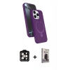 MARSİLYAN™- iPhone 15 Pro Max Kılıf İz Işık Koleksiyonu - Siyah Bilvis Hayalet Cam Ekran Koruyucu + PVD Metal Kamera Lens - TU